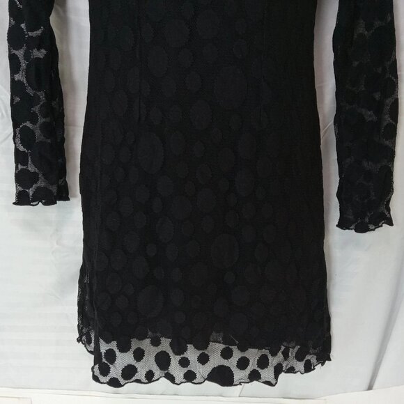 ASOS Women's Size 10 Dress Black Polka Dot Witchy Goth Y2K Stretchy Lace - Picture 6 of 8
